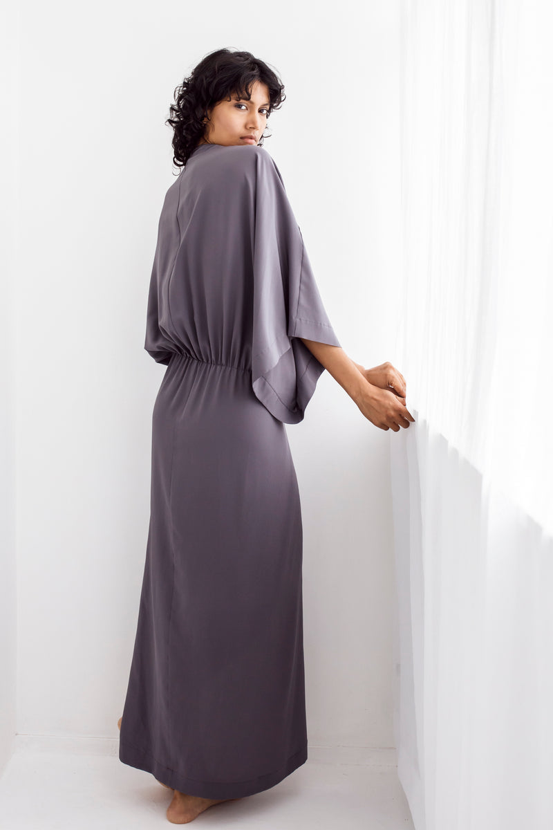maxi dress with kimono LOVESTITCH BOHEMIAN SLEEVE BLACK Bubble Lounge Boutique white fabric may appear semi Kimono Sleeve Belted Maxi Dress