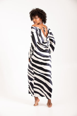 Ava Stripe Silk Satin Dress