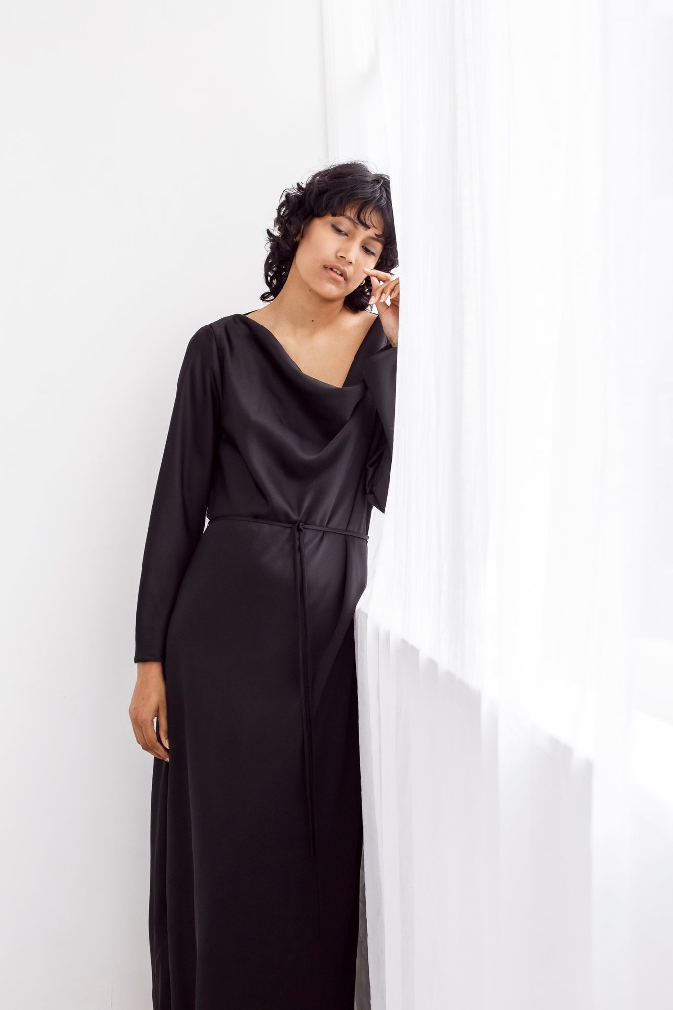 Florence Cowl Neck Dress - Black