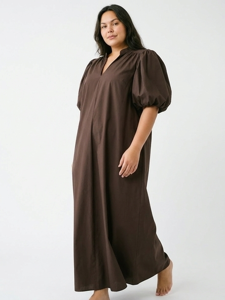 Aroha Cotton Dress-Chocolate – SHEN