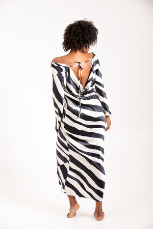 Ava Stripe Silk Satin Dress