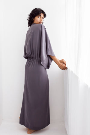 Silk Kimono Dress slate – SHEN Silk Kimono Dress slate – SHEN