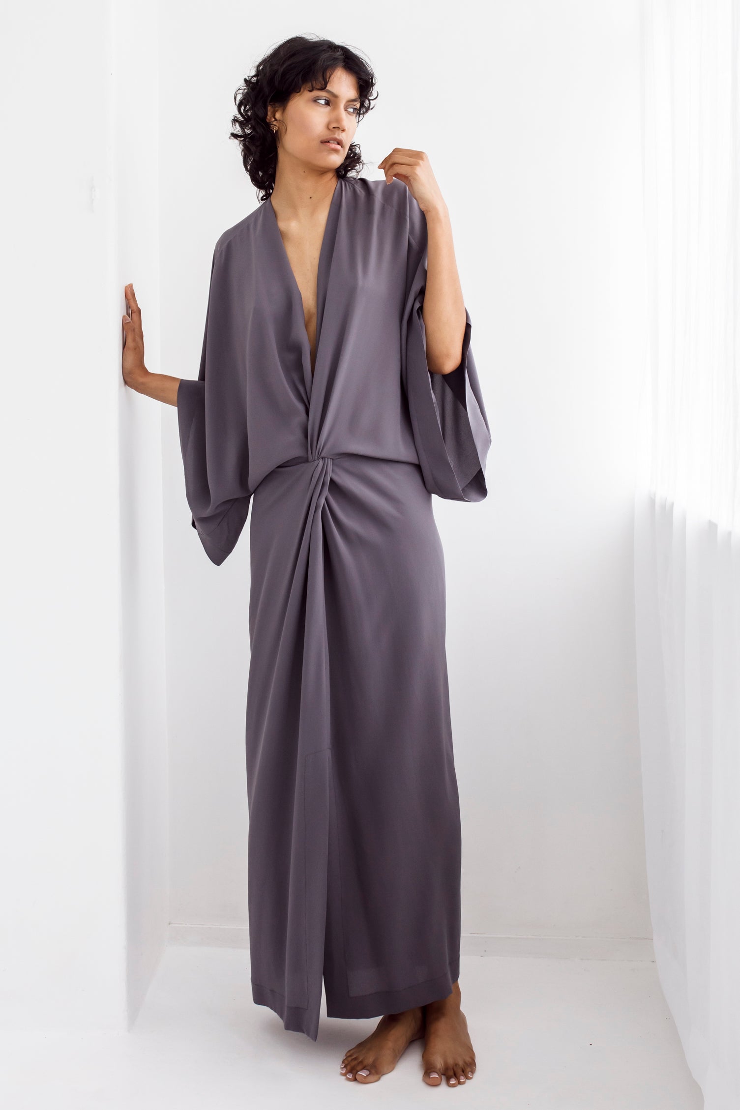 Silk Kimono Dress slate Silk Kimono Dress slate